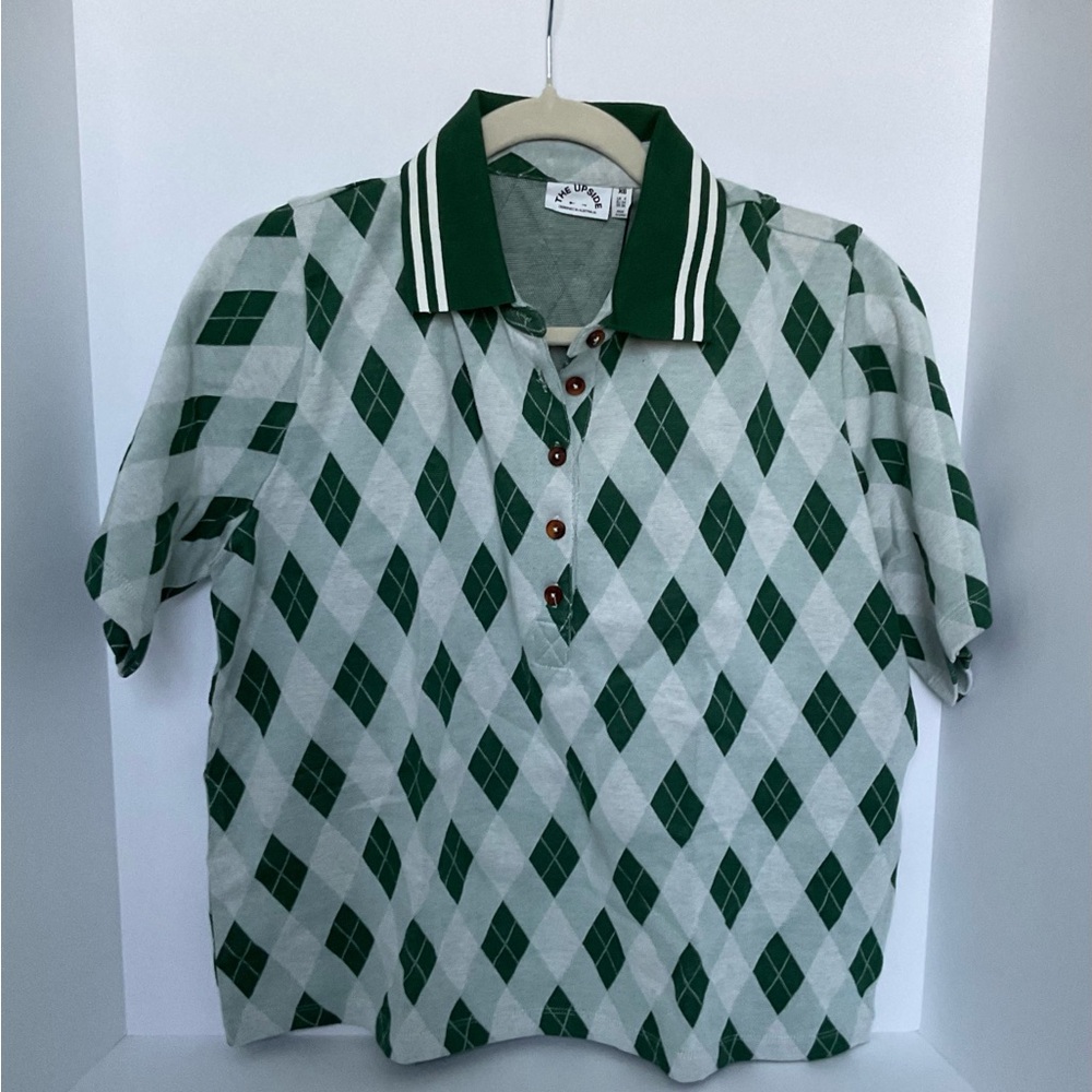 Clubhouse dom argyle jacquard-knit Cotton polo shirt green XS